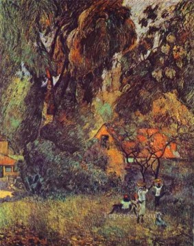 Cabañas bajo los árboles Postimpresionismo Primitivismo Paul Gauguin bosque bosque Pinturas al óleo